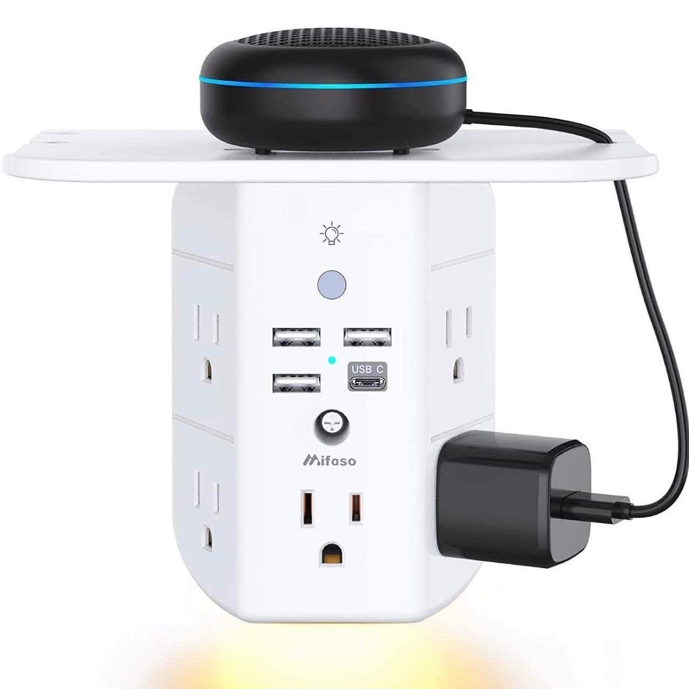 Wall outlet extender, plug in, 5 USB, 3 sides, power strip, charger